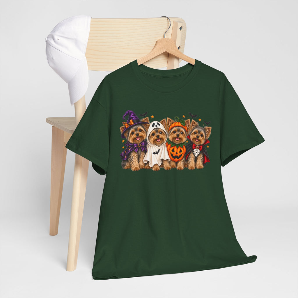 Halloween Yorkie T-Shirt — Cute Yorkies in Costumes (Pumpkin, Ghost, Witch, Vampire)