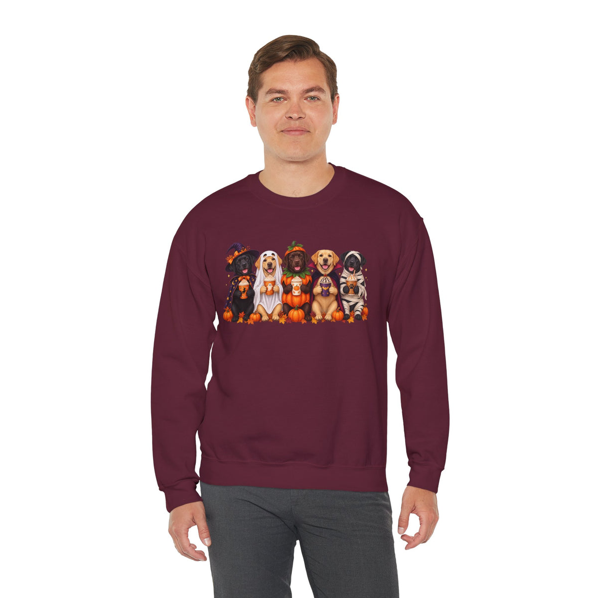 Halloween Dogs Crewneck Sweatshirt — Cute Puppies in Costumes Fall Pullover