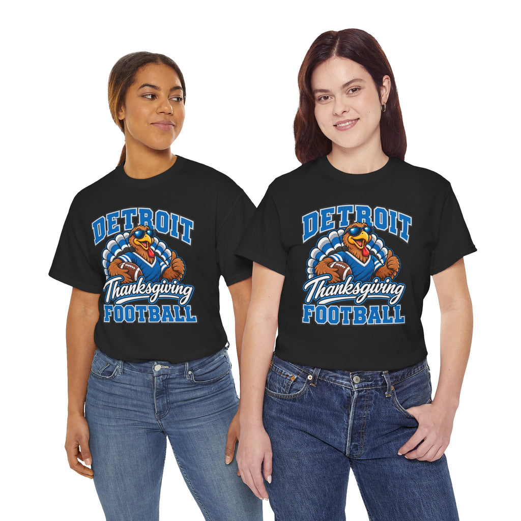 Detroit Thanksgiving Football Tee — Turkey Mascot Game Day Shirt