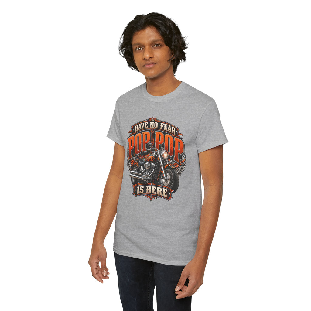 Pop Pop Is Here Motorcycle Dad T-Shirt