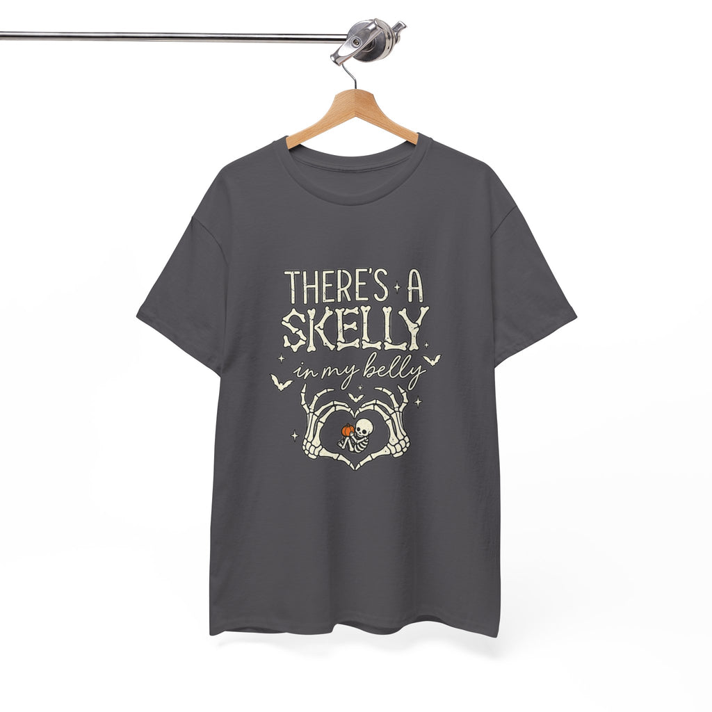 Skeleton Heart T‑Shirt — "There's a Skelly in My Belly" Cute Halloween Tee