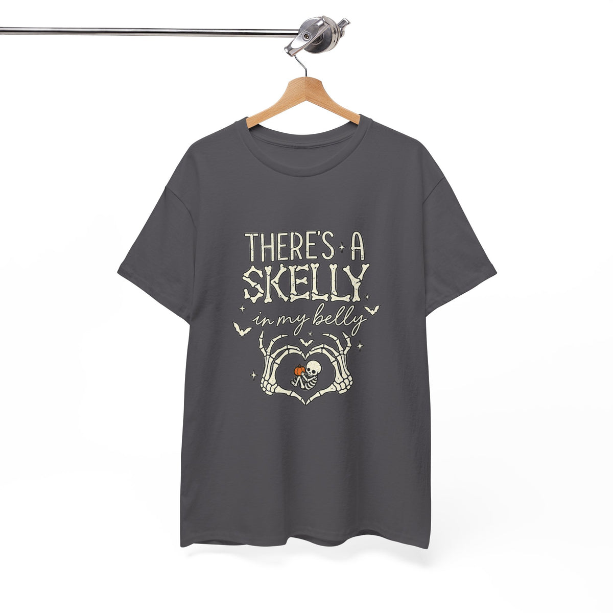 Skeleton Heart T‑Shirt — "There's a Skelly in My Belly" Cute Halloween Tee