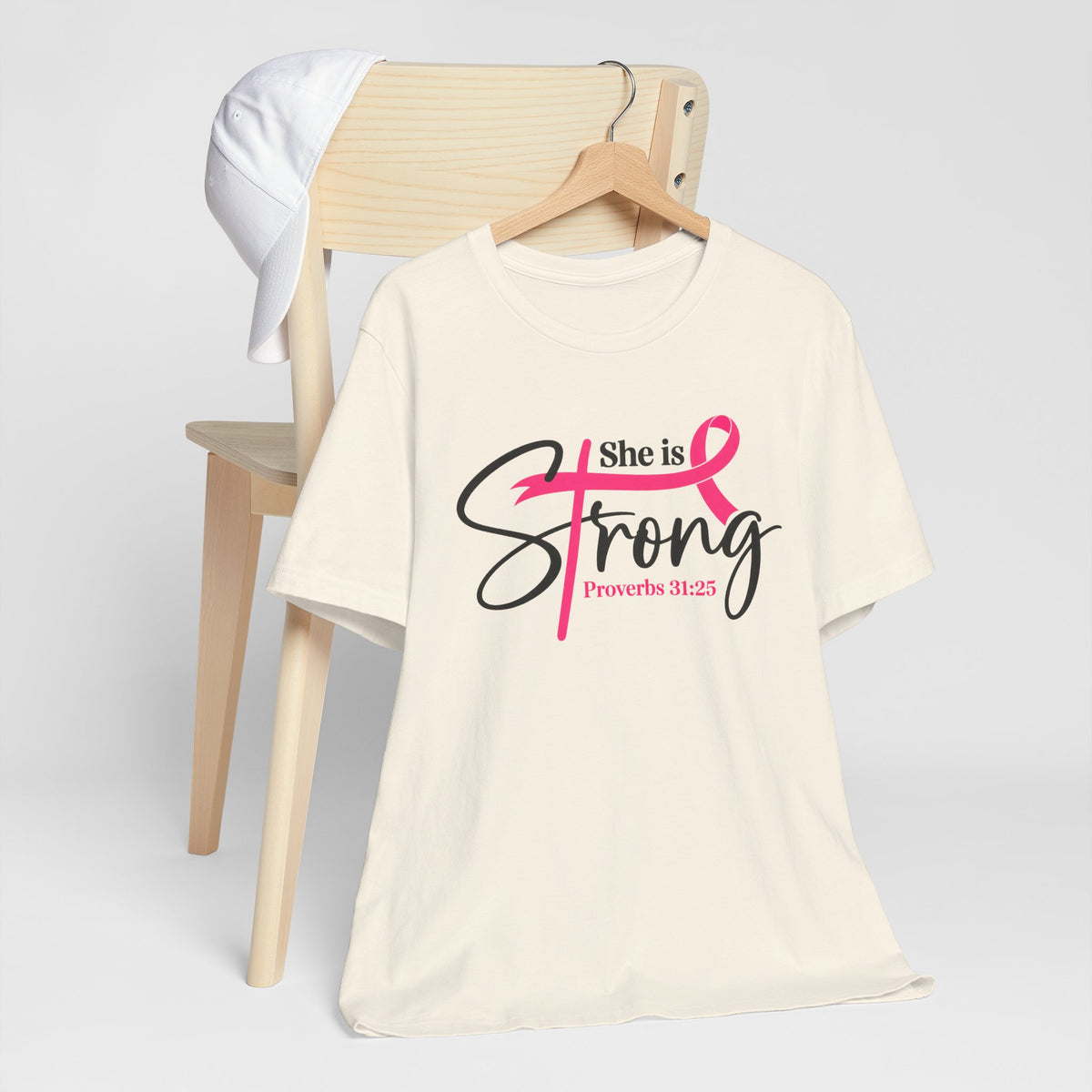 She Is Strong Breast Cancer Awareness Tee — "She is Strong" Proverbs 31:25