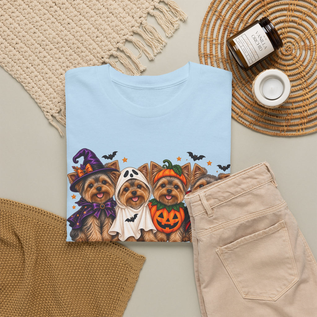 Halloween Yorkie T-Shirt — Cute Yorkies in Costumes (Pumpkin, Ghost, Witch, Vampire)