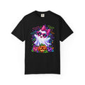 Cute Halloween Ghost T-Shirt — Pink Bow Ghost with Sunglasses & Pumpkins