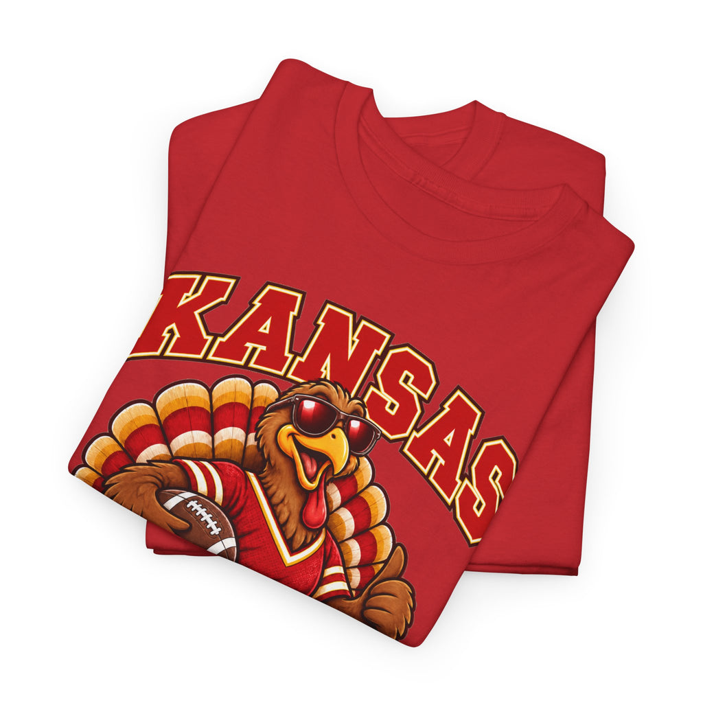 Kansas Thanksgiving Football T‑Shirt — Turkey Mascot Holiday Game Tee
