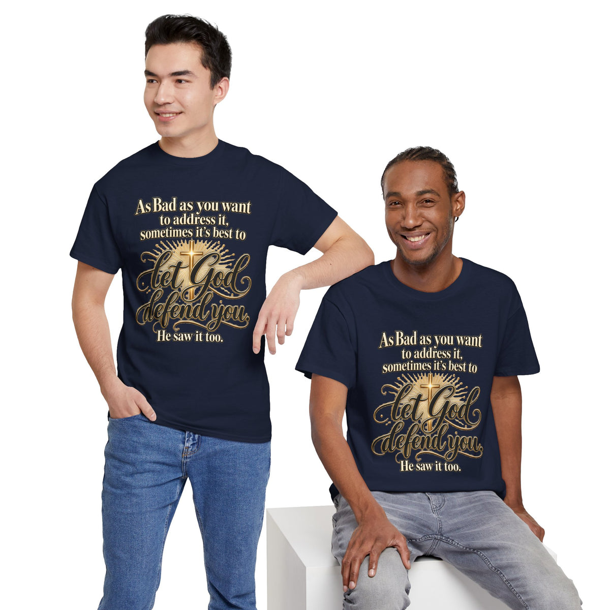 Let God Defend You Inspirational Christian T-Shirt