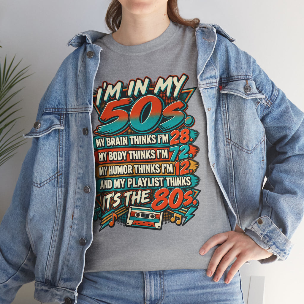 Retro 50s Birthday T‑Shirt — "I'm in My 50s" 80s Playlist Cassette Tee