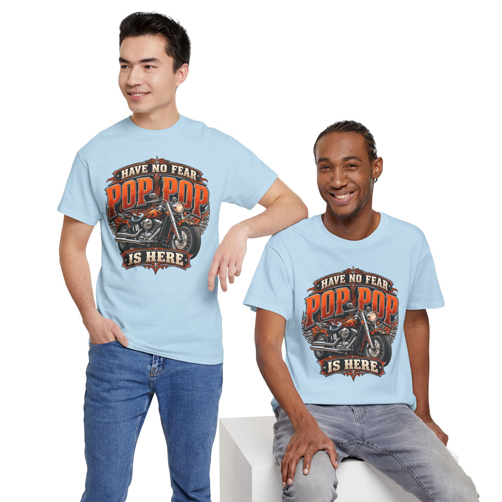 Pop Pop Is Here Motorcycle Dad T-Shirt
