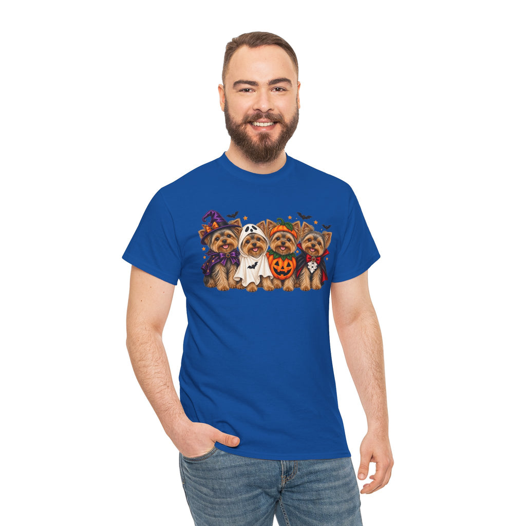Halloween Yorkie T-Shirt — Cute Yorkies in Costumes (Pumpkin, Ghost, Witch, Vampire)