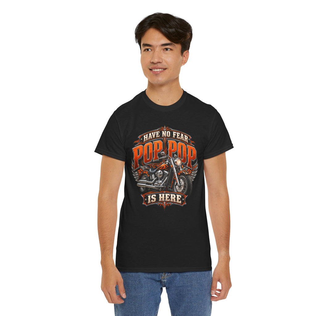 Pop Pop Is Here Motorcycle Dad T-Shirt