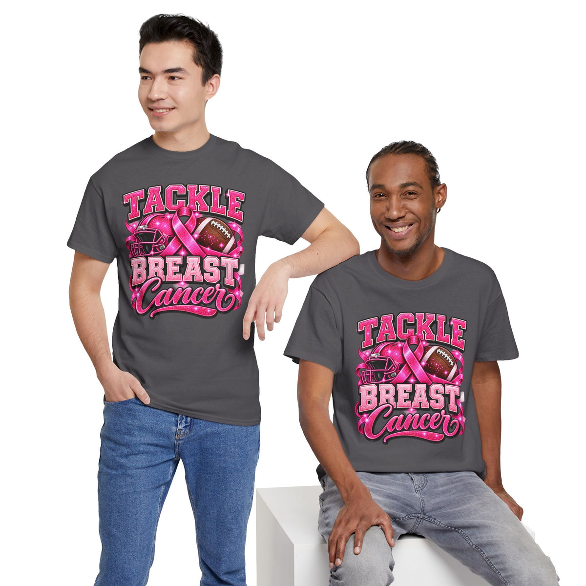 T-Shirt — "Tackle Breast Cancer" Pink Football Awareness Tee