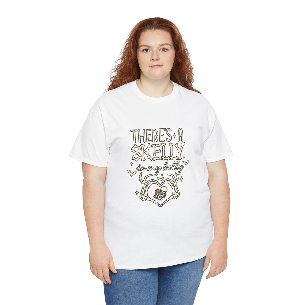 Skeleton Heart T‑Shirt — "There's a Skelly in My Belly" Cute Halloween Tee