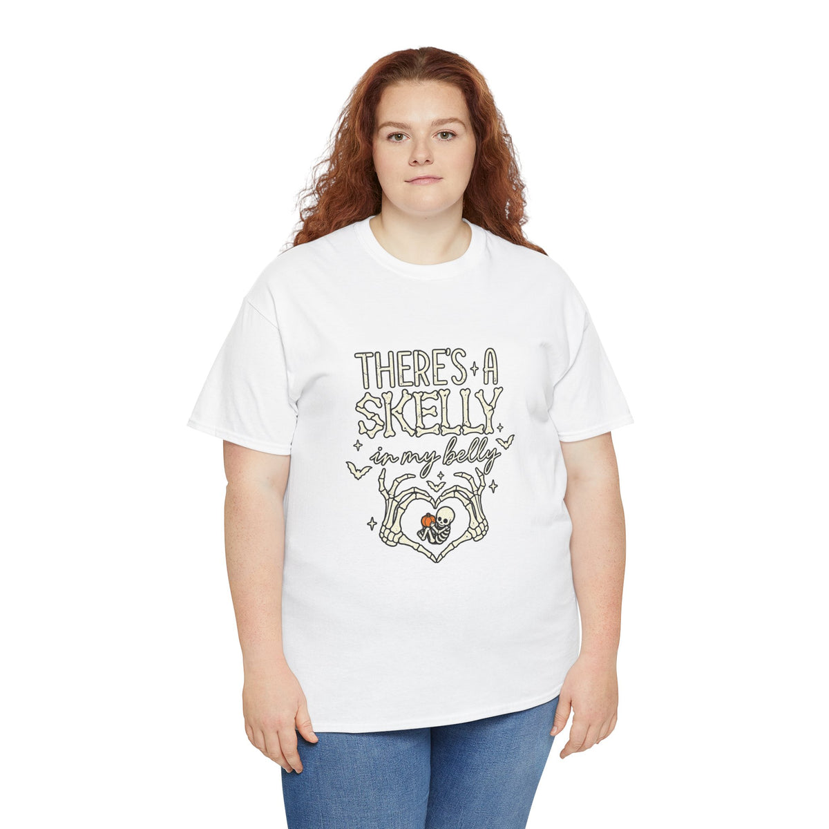 Skeleton Heart T‑Shirt — "There's a Skelly in My Belly" Cute Halloween Tee