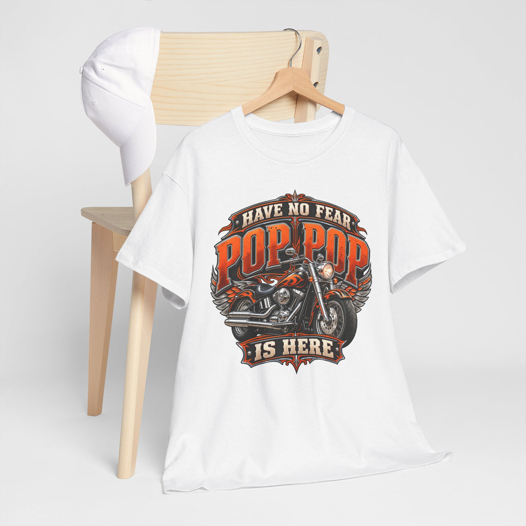 Pop Pop Is Here Motorcycle Dad T-Shirt