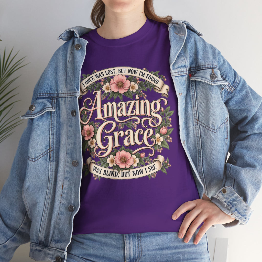 Amazing Grace Floral T-Shirt — Vintage Christian Faith Tee
