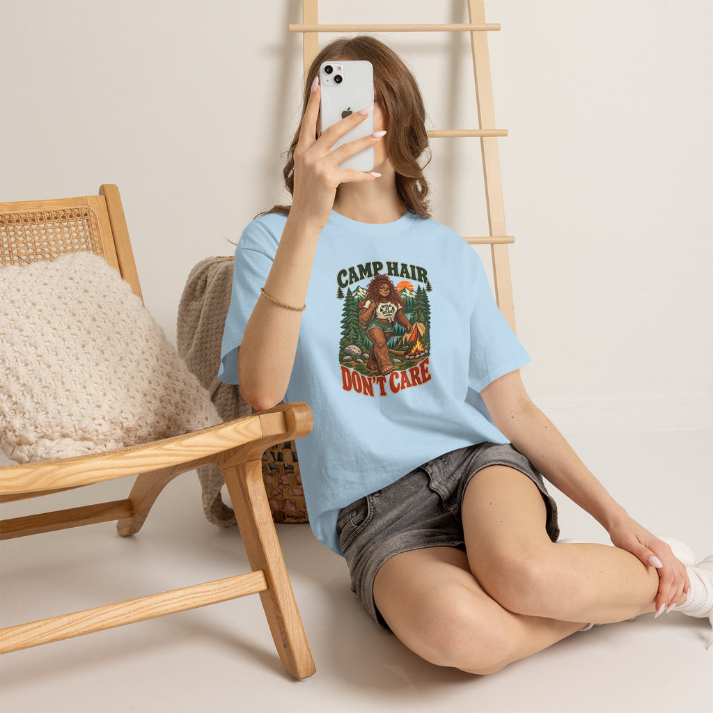 Camp Hair Don't Care T-Shirt — Retro Camping Graphic Tee
