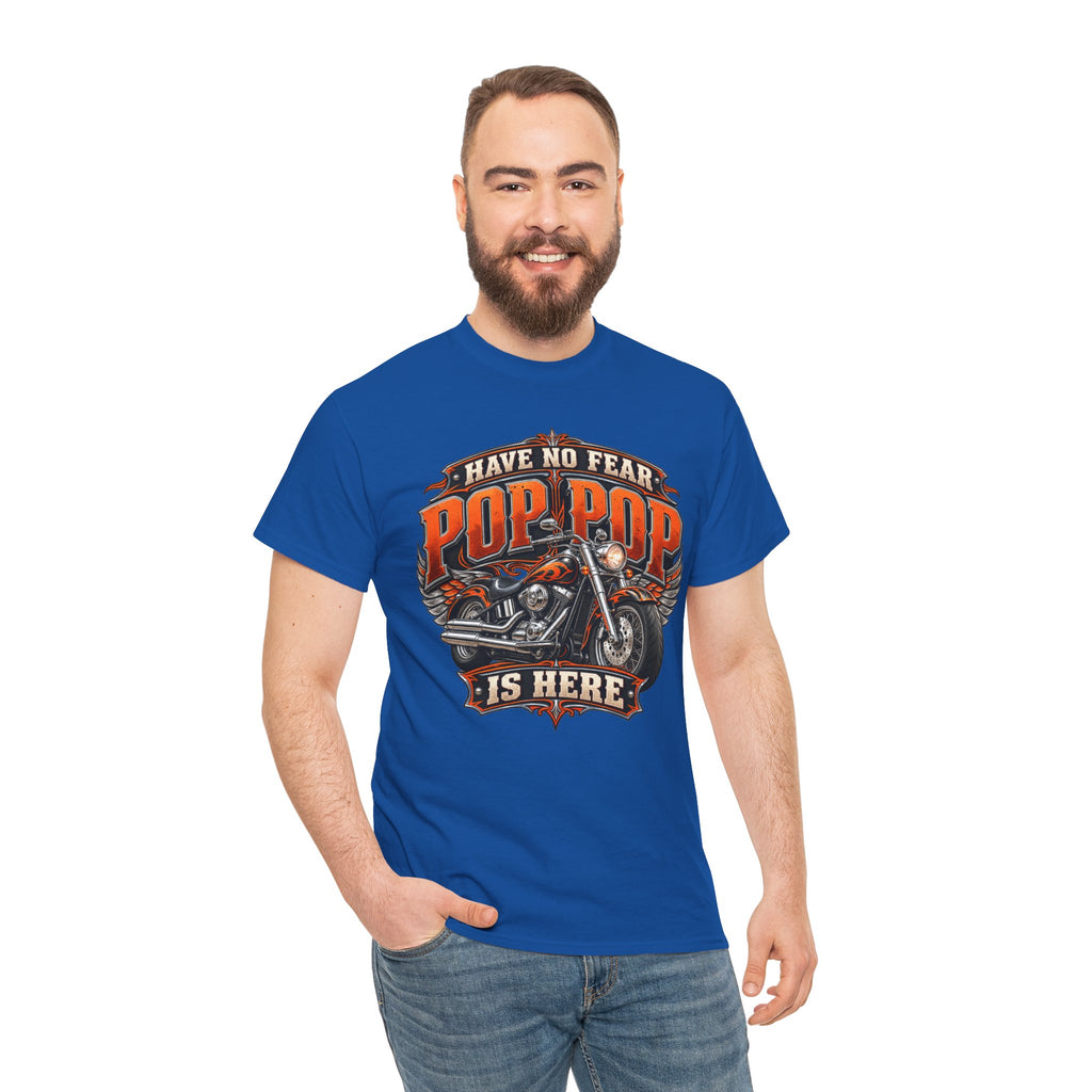 Pop Pop Is Here Motorcycle Dad T-Shirt