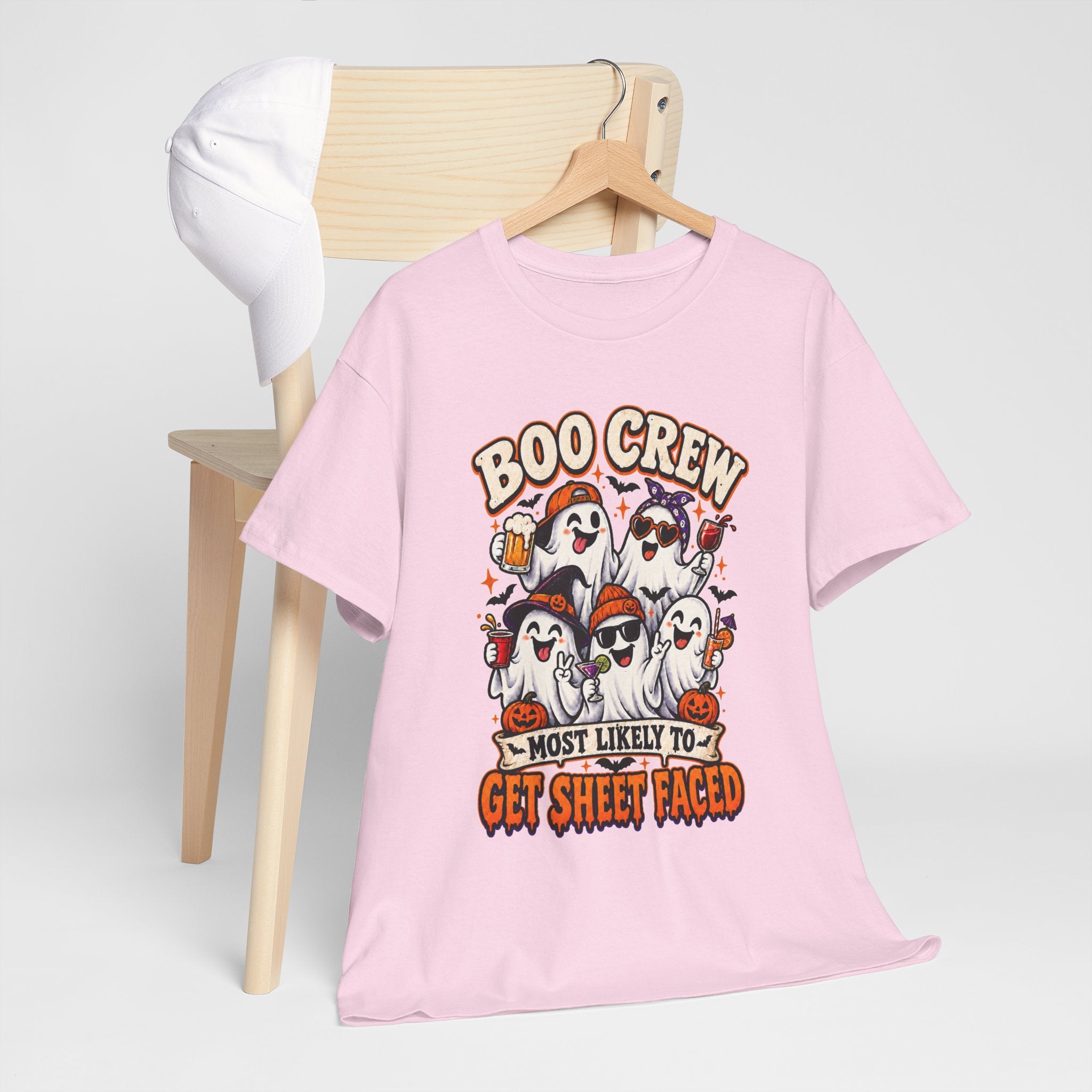 Boo Crew Halloween T-Shirt — “Most Likely to Get Sheet Faced” Funny Ghost Party Tee