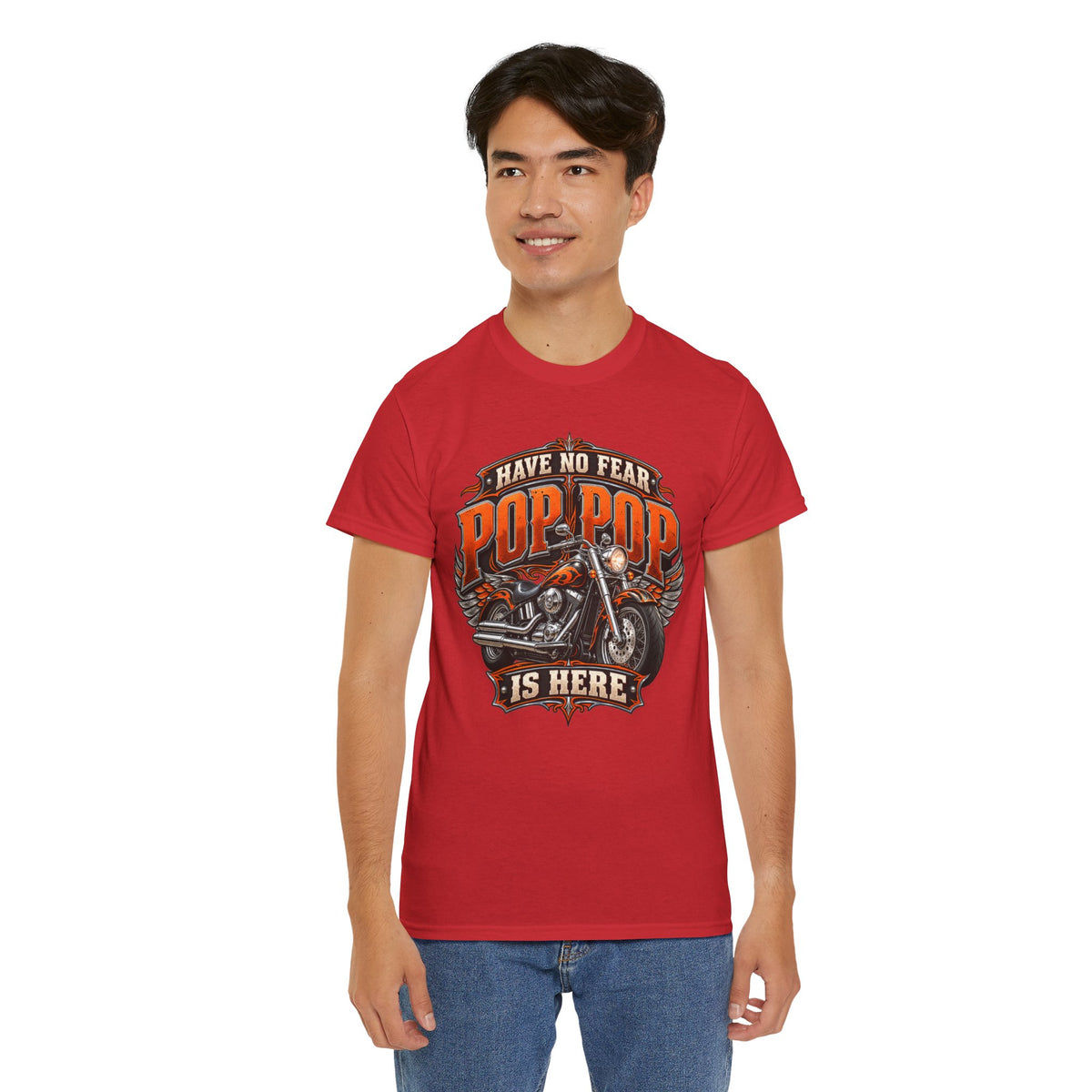Pop Pop Is Here Motorcycle Dad T-Shirt
