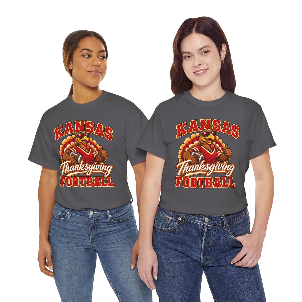 Kansas Thanksgiving Football T‑Shirt — Turkey Mascot Holiday Game Tee