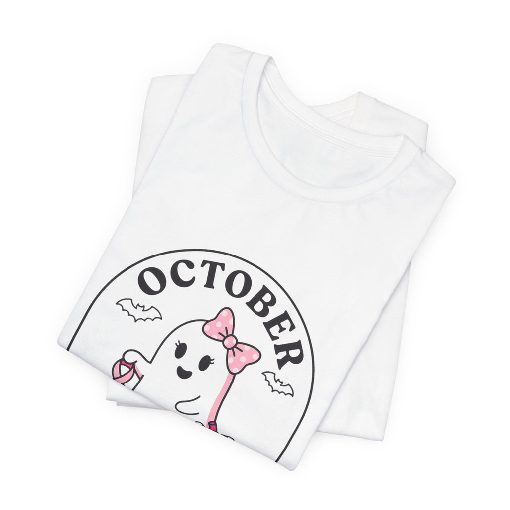 October Pink Boo Crew Tee — Breast Cancer Awareness Ghost T-Shirt