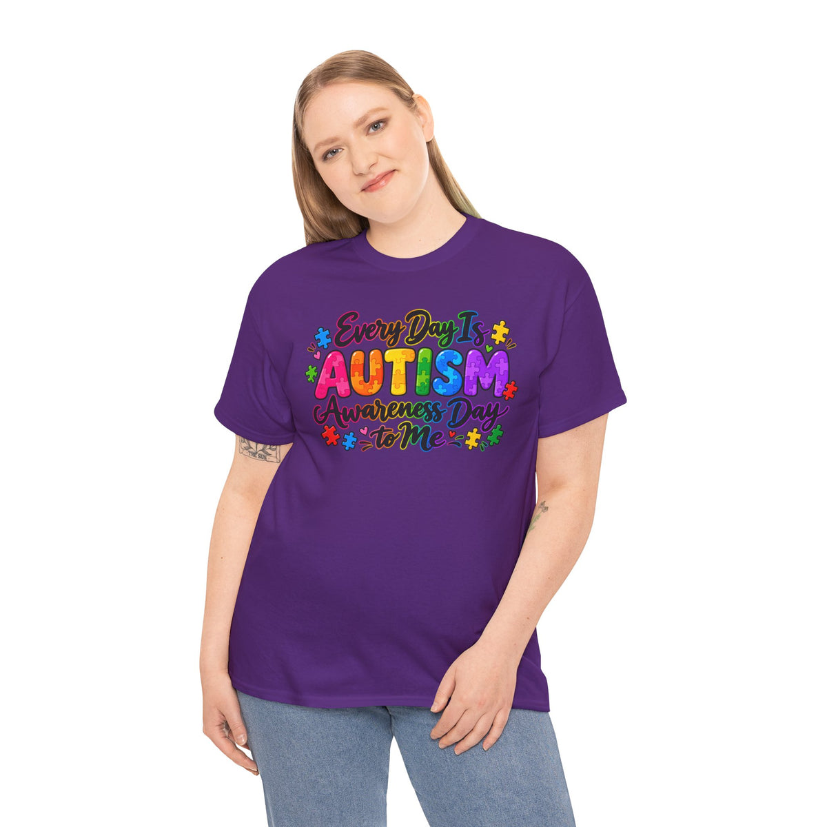 Autism Awareness T-Shirt — "Every Day Is Autism Awareness Day to Me" Colorful Puzzle Tee