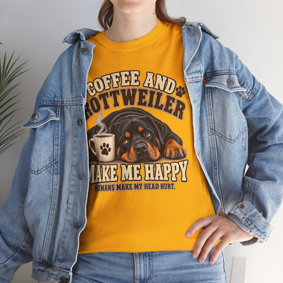 Coffee and Rottweiler Tee — "Coffee and Rottweiler Make Me Happy" Dog Lover Shirt