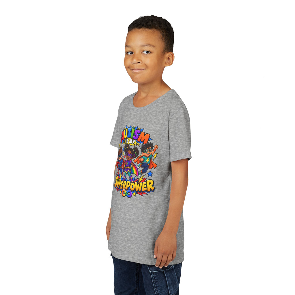 Youth Tee — "Autism Is My Superpower" Colorful Superhero Kids Shirt