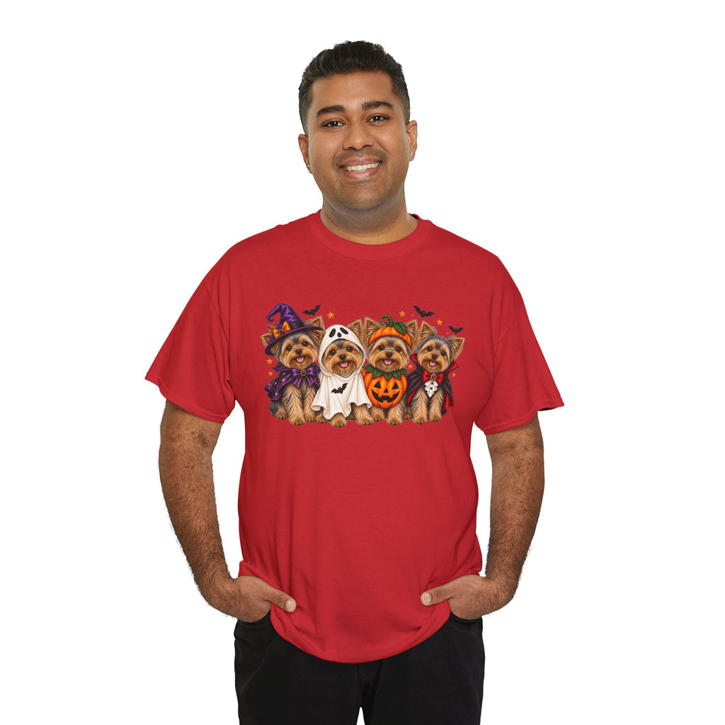 Halloween Yorkie T-Shirt — Cute Yorkies in Costumes (Pumpkin, Ghost, Witch, Vampire)