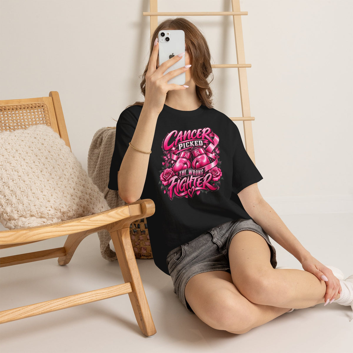 Cancer Picked The Wrong Fighter T-Shirt — Breast Cancer Awareness Support Tee
