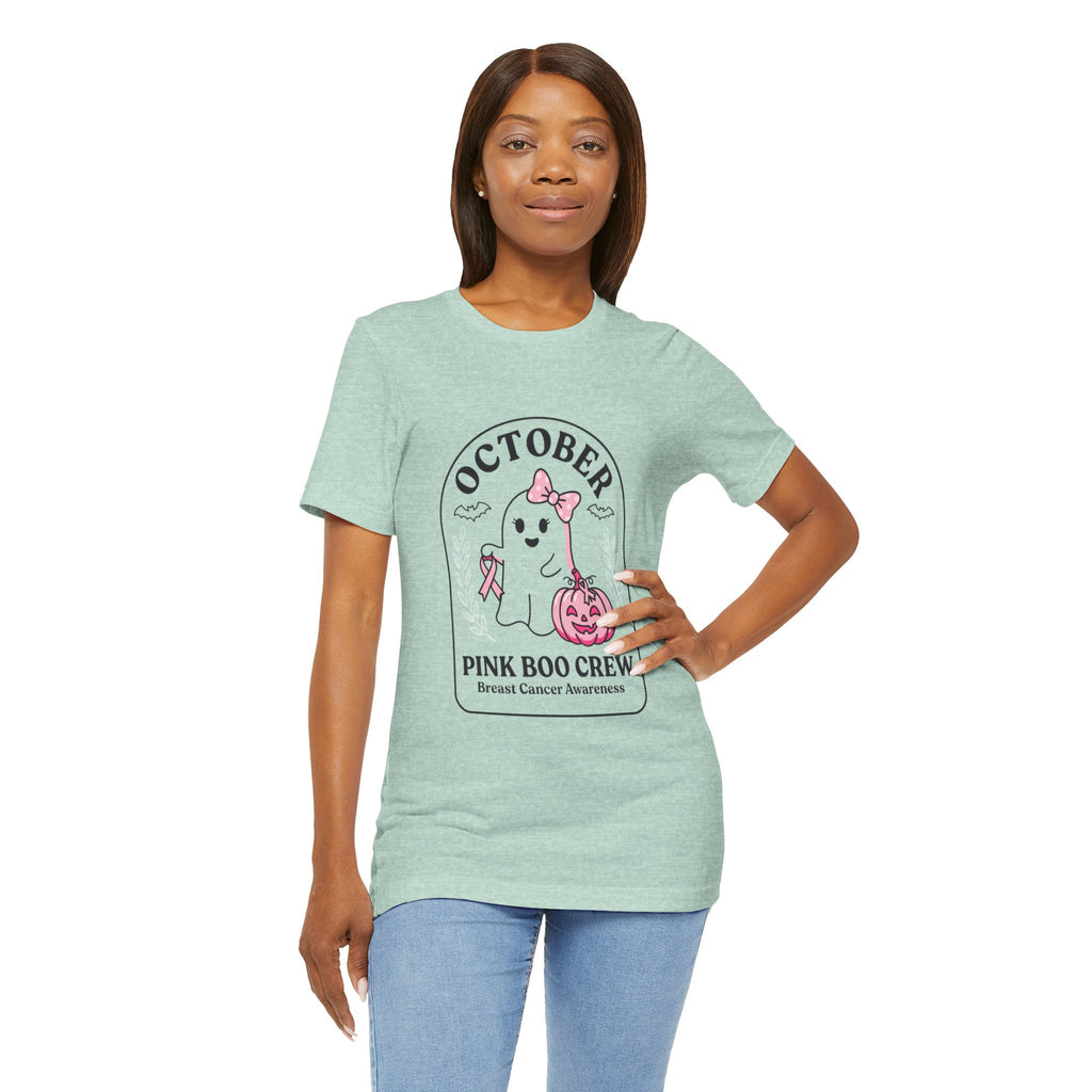 October Pink Boo Crew Tee — Breast Cancer Awareness Ghost T-Shirt