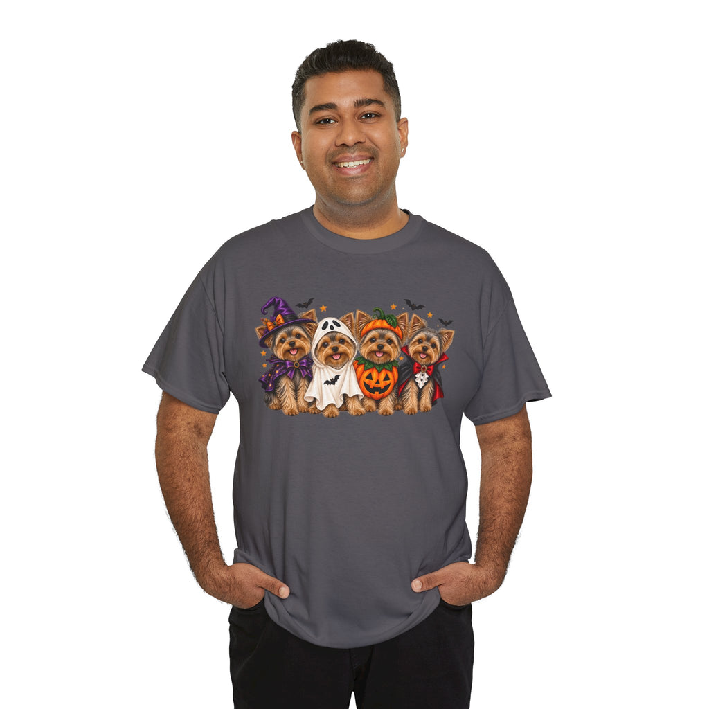 Halloween Yorkie T-Shirt — Cute Yorkies in Costumes (Pumpkin, Ghost, Witch, Vampire)