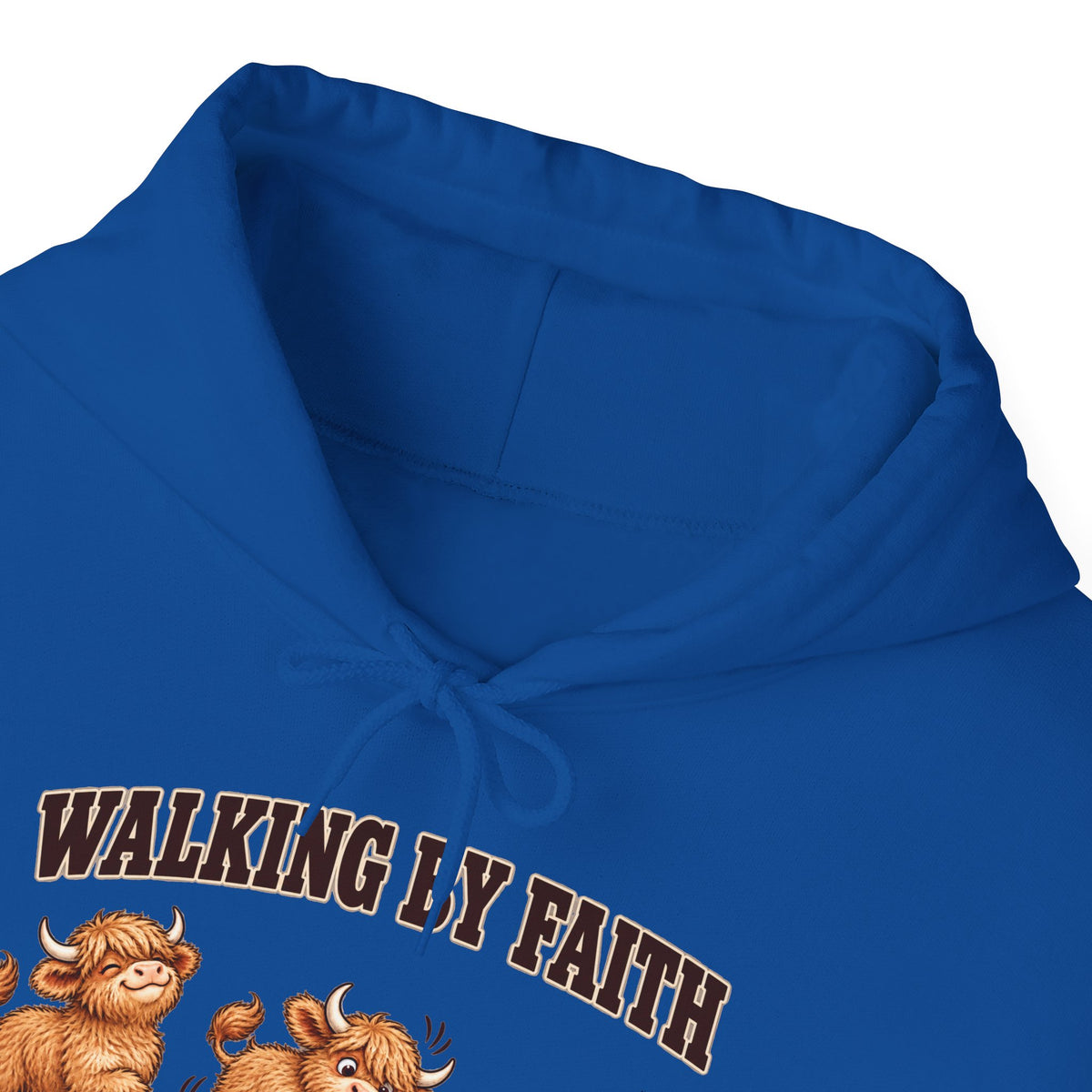 Walking by Faith Christian Highland Cow Hoodie