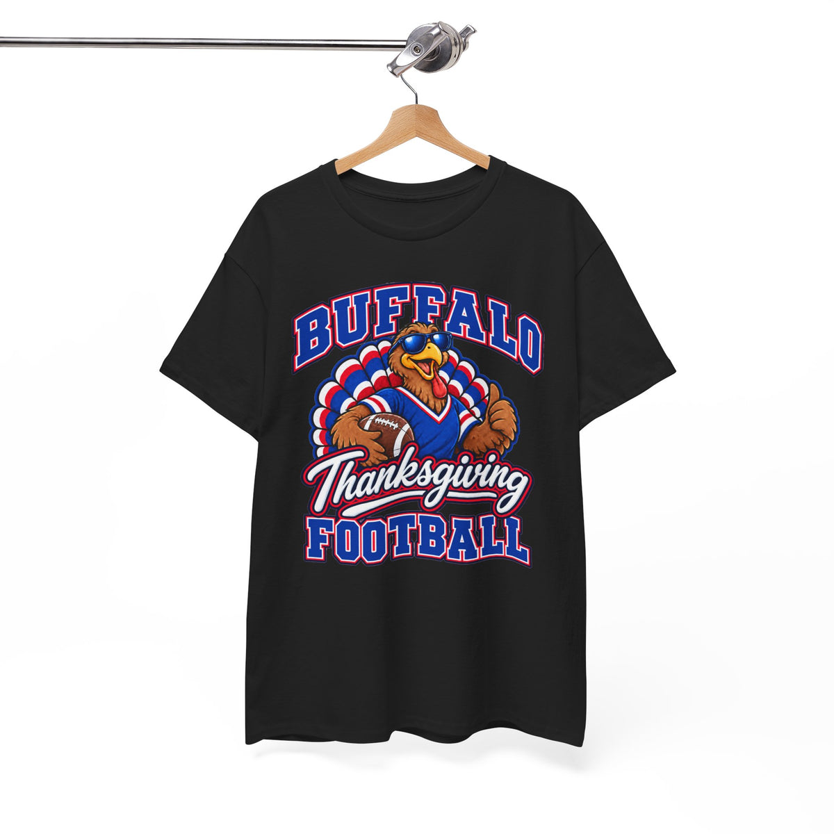 Buffalo Thanksgiving Football T-Shirt — Turkey Mascot Game Day Tee
