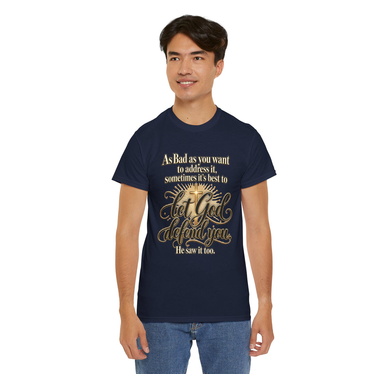 Let God Defend You Inspirational Christian T-Shirt