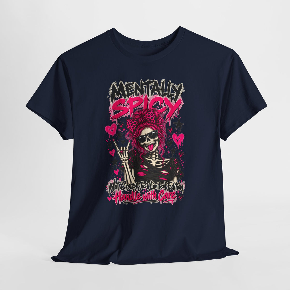 Mentally Spicy Skeleton Graphic T-Shirt