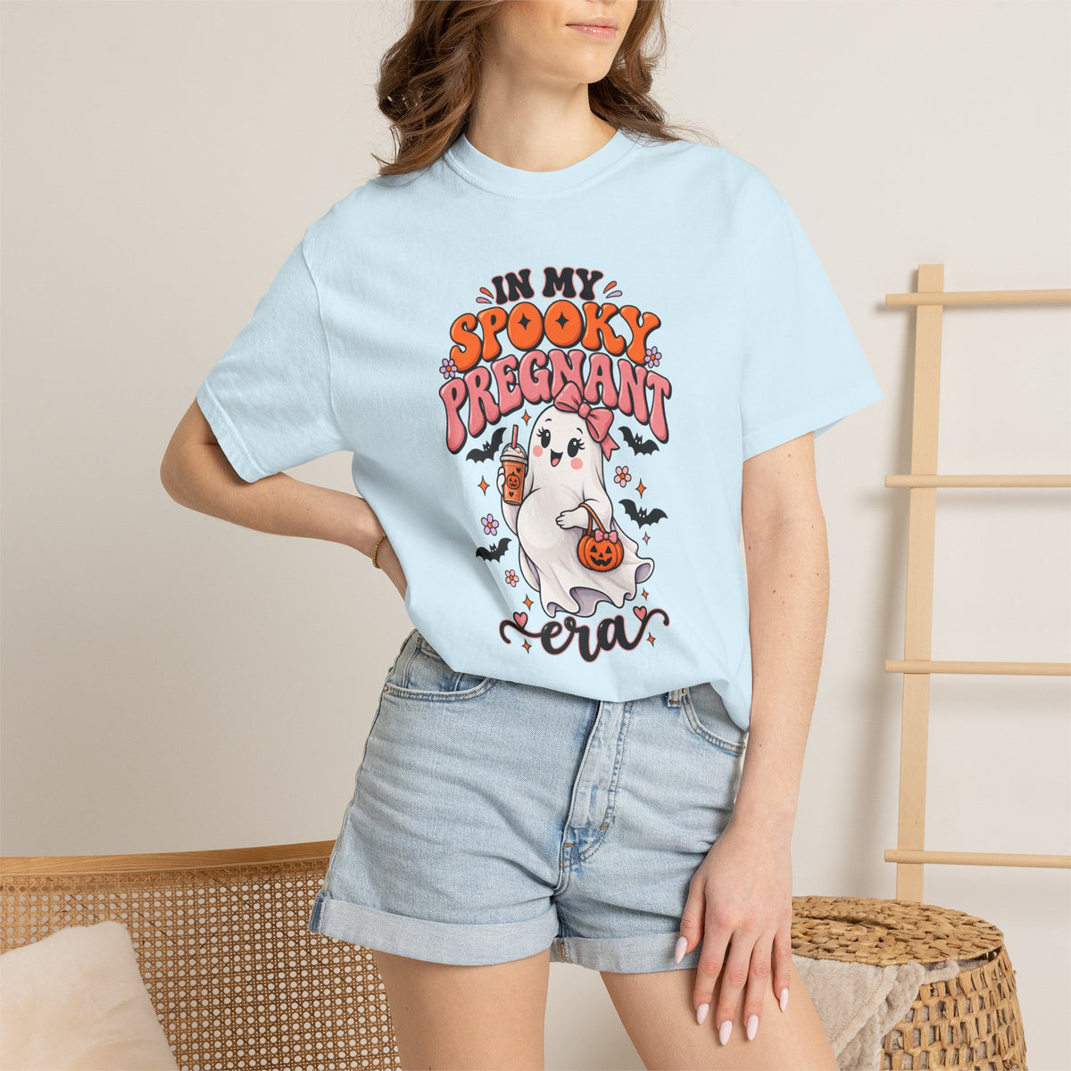 Pregnant Halloween T-Shirt — "In My Spooky Pregnant Era" Cute Ghost Maternity Tee