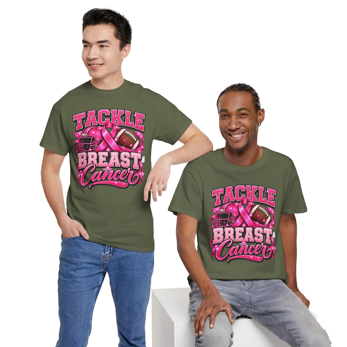 T-Shirt — "Tackle Breast Cancer" Pink Football Awareness Tee