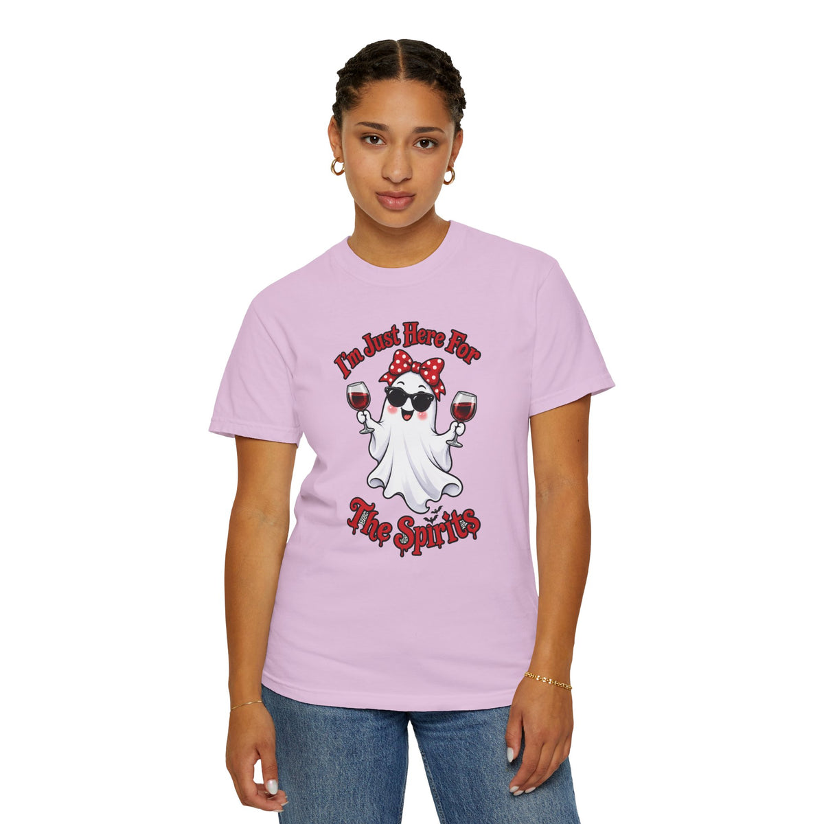Wine Ghost T-Shirt — "I'm Just Here For The Spirits" Halloween Tee
