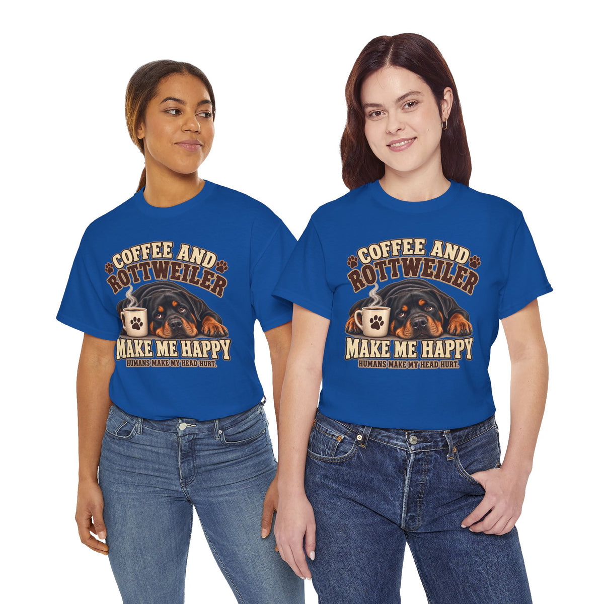 Coffee and Rottweiler Tee — "Coffee and Rottweiler Make Me Happy" Dog Lover Shirt