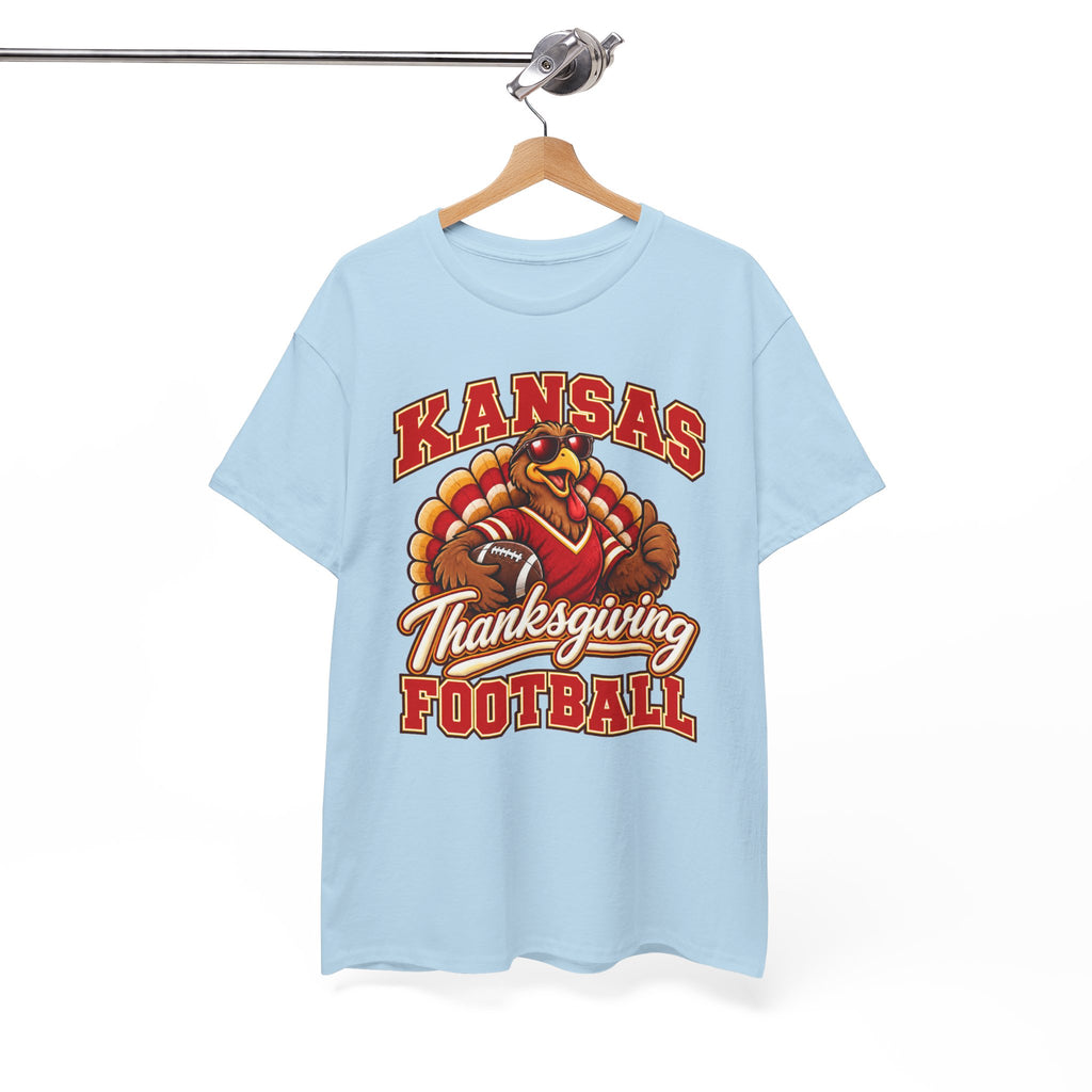 Kansas Thanksgiving Football T‑Shirt — Turkey Mascot Holiday Game Tee