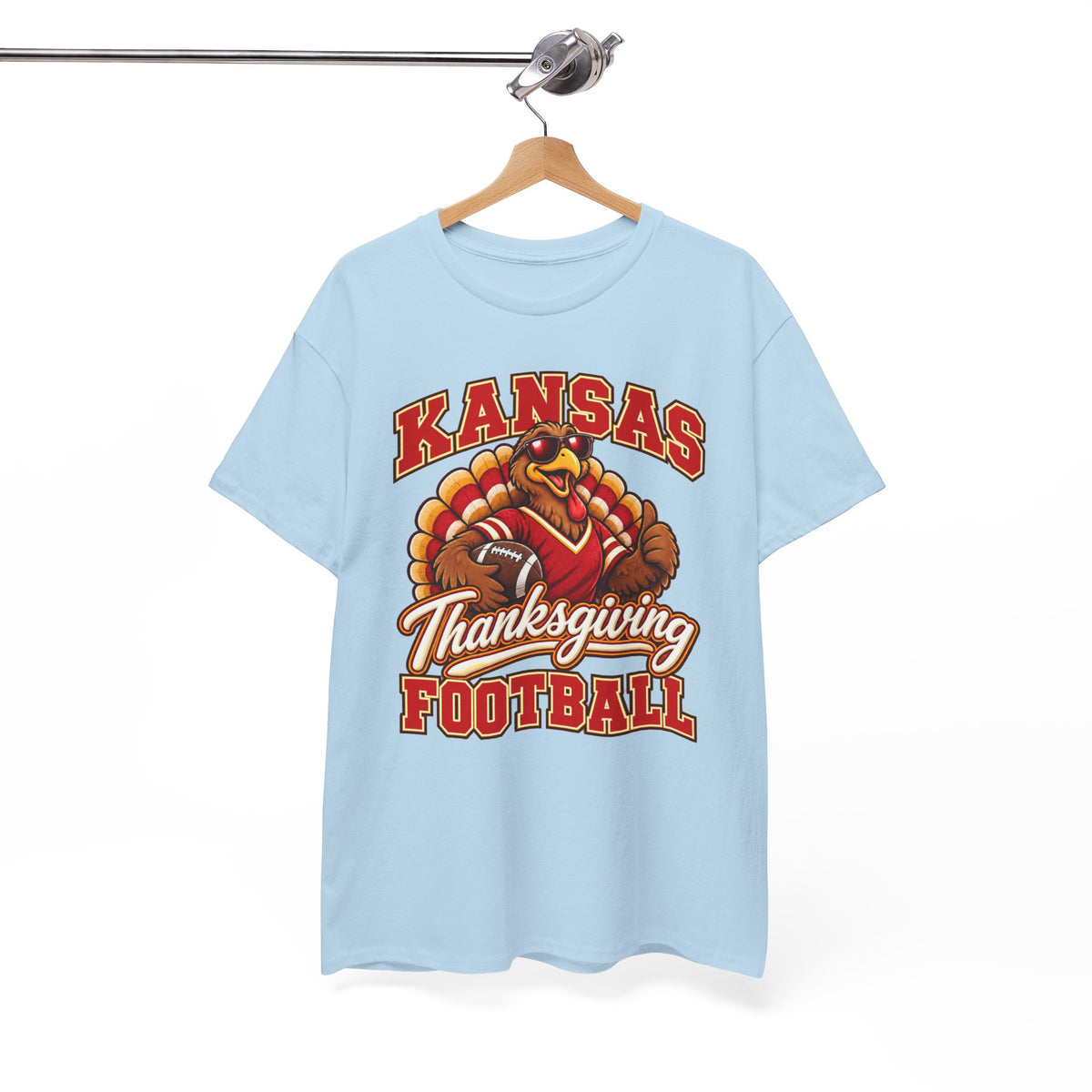 Kansas Thanksgiving Football T‑Shirt — Turkey Mascot Holiday Game Tee