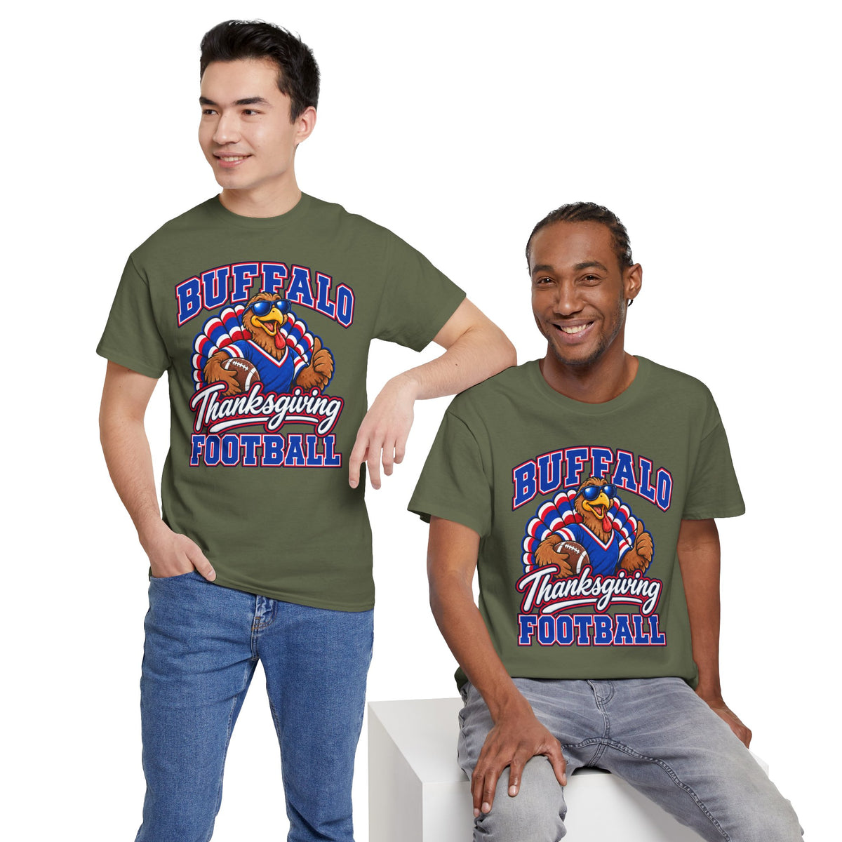 Buffalo Thanksgiving Football T-Shirt — Turkey Mascot Game Day Tee