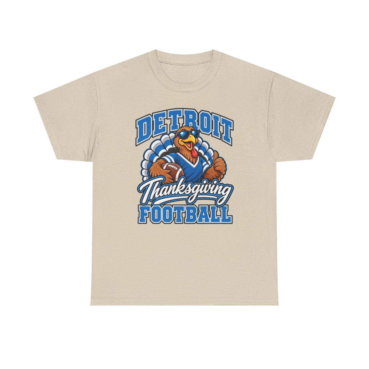 Detroit Thanksgiving Football Tee — Turkey Mascot Game Day Shirt