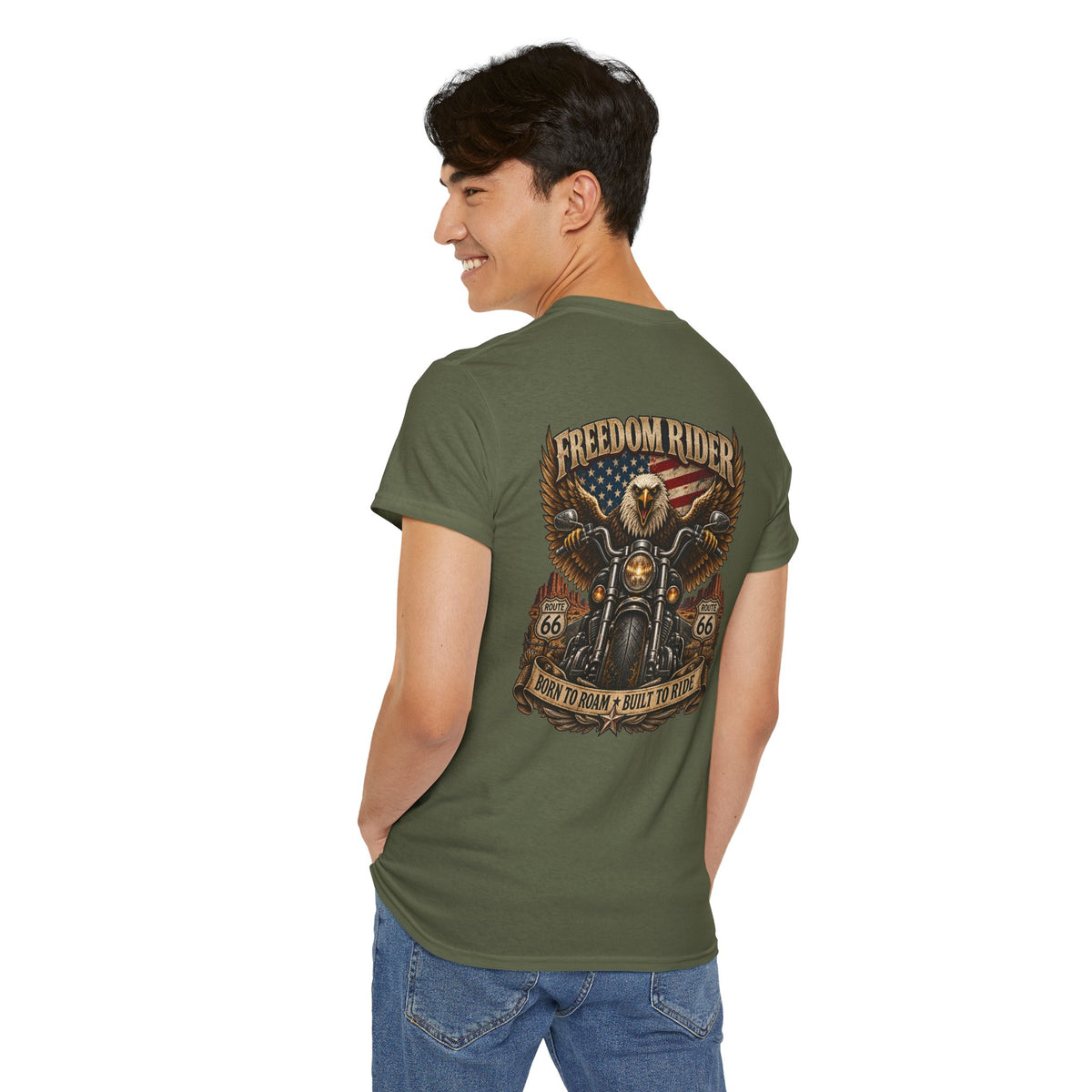 Freedom Rider Motorcycle T‑Shirt — Born to Roam Vintage Biker Tee