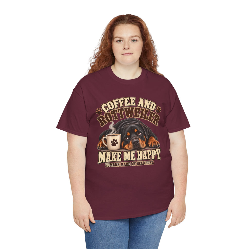 Coffee and Rottweiler Tee — "Coffee and Rottweiler Make Me Happy" Dog Lover Shirt