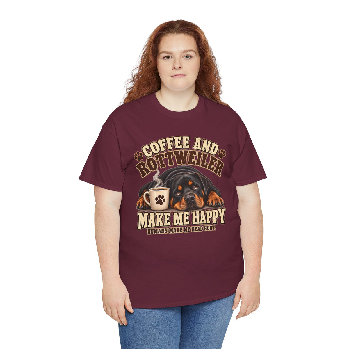 Coffee and Rottweiler Tee — "Coffee and Rottweiler Make Me Happy" Dog Lover Shirt