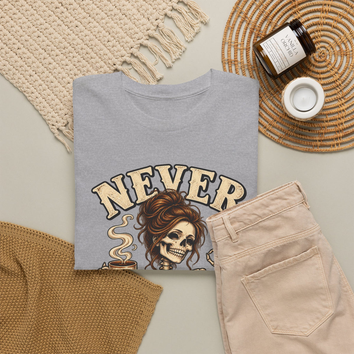 Never Better Skeleton Coffee Graphic Tee