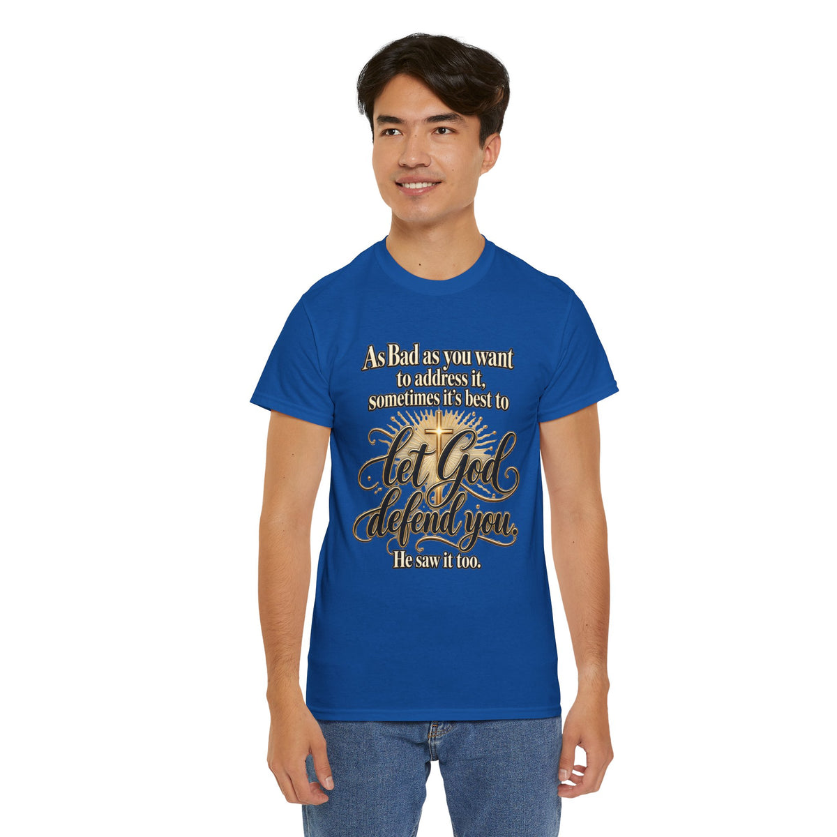 Let God Defend You Inspirational Christian T-Shirt